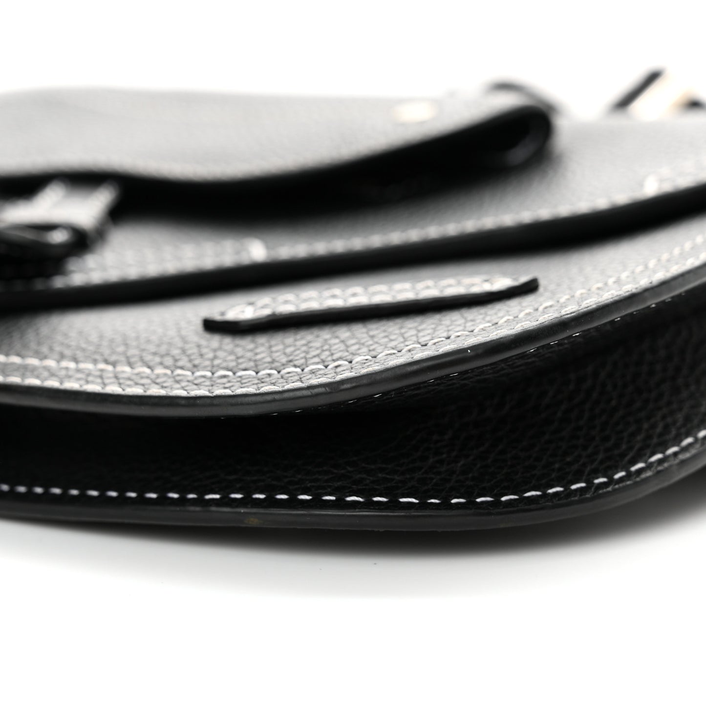 X KAWS Grained Calfskin Saddle Pouch Black