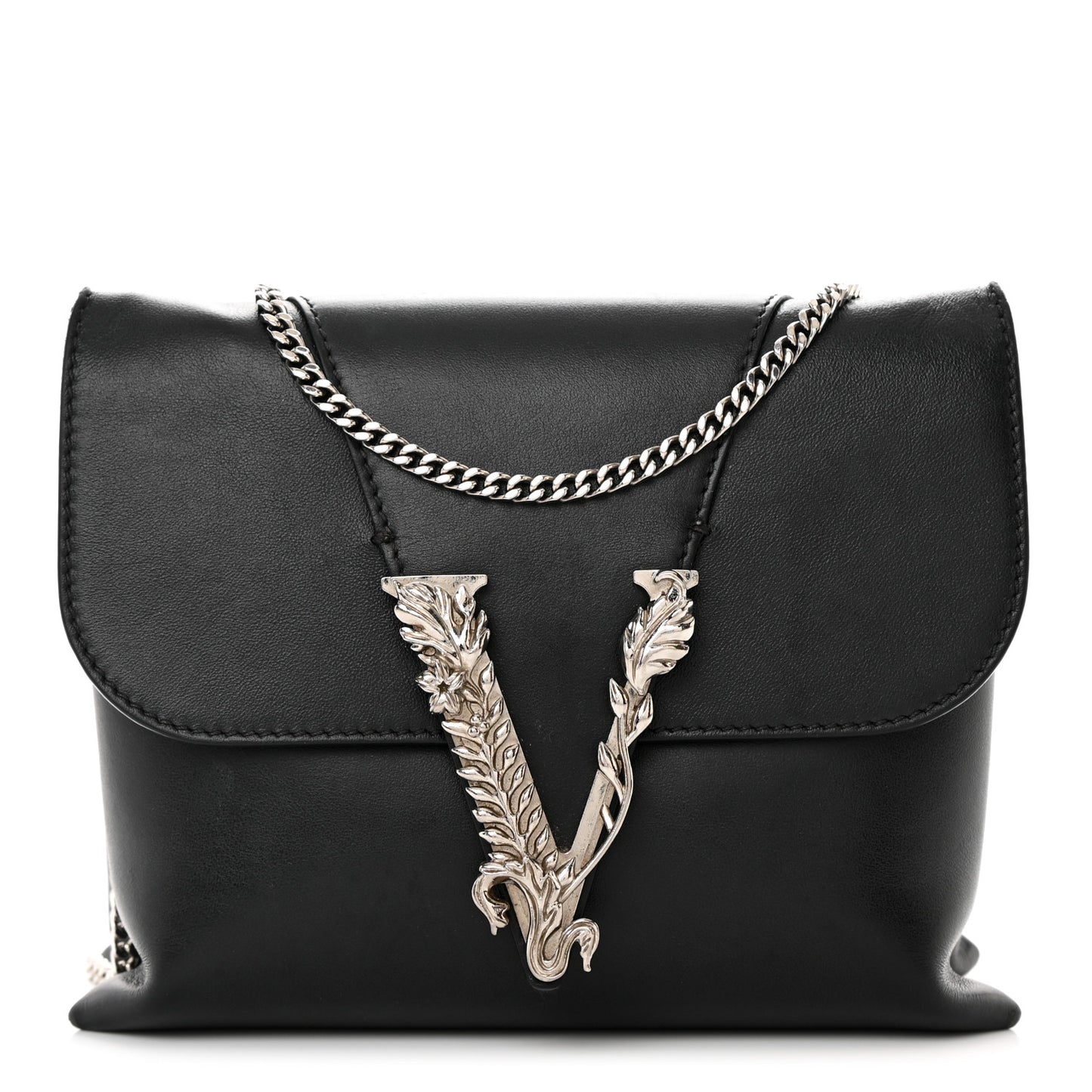 Vitello Virtus Chain Clutch Black