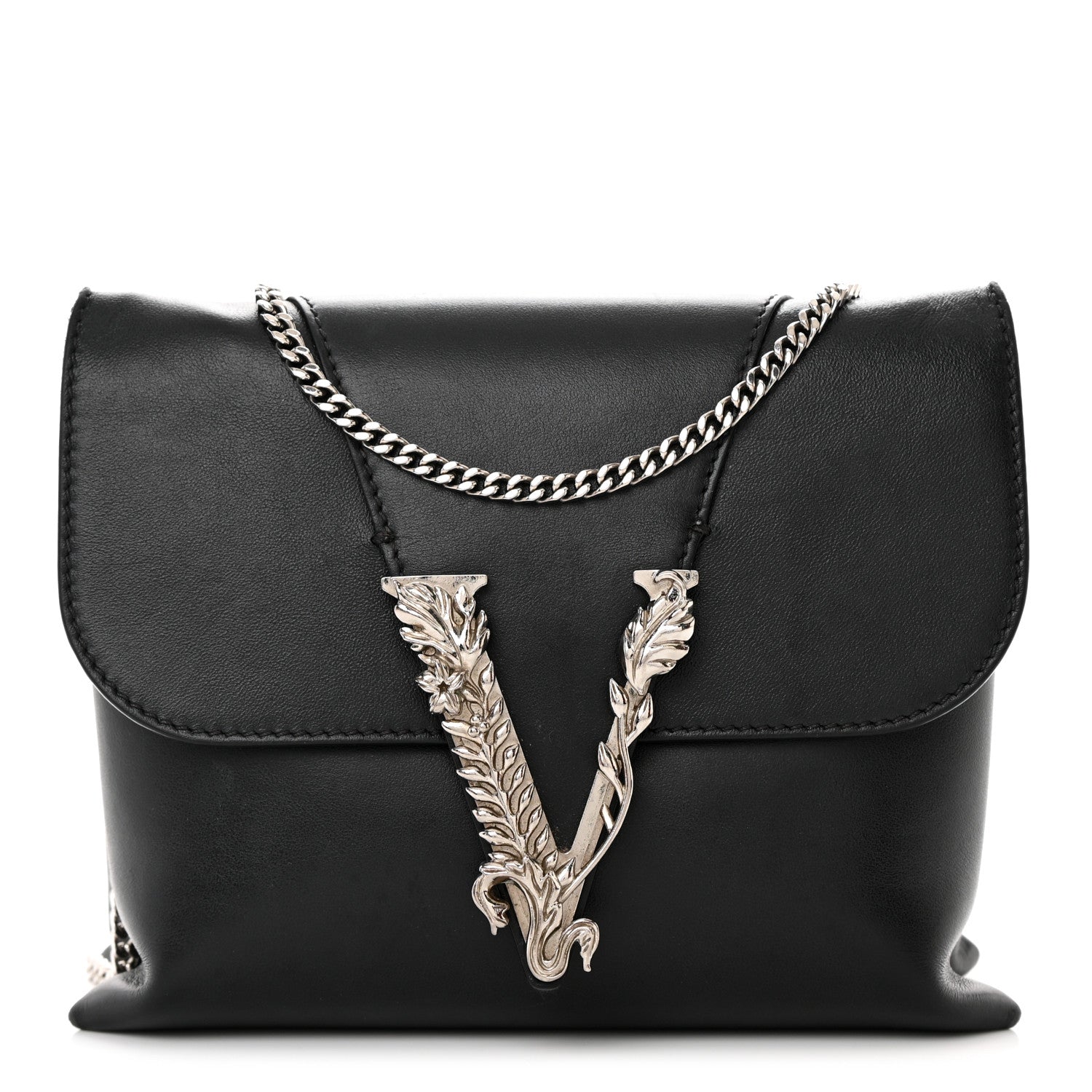 Versace Vitello Virtus Chain Clutch Black 1 of 17