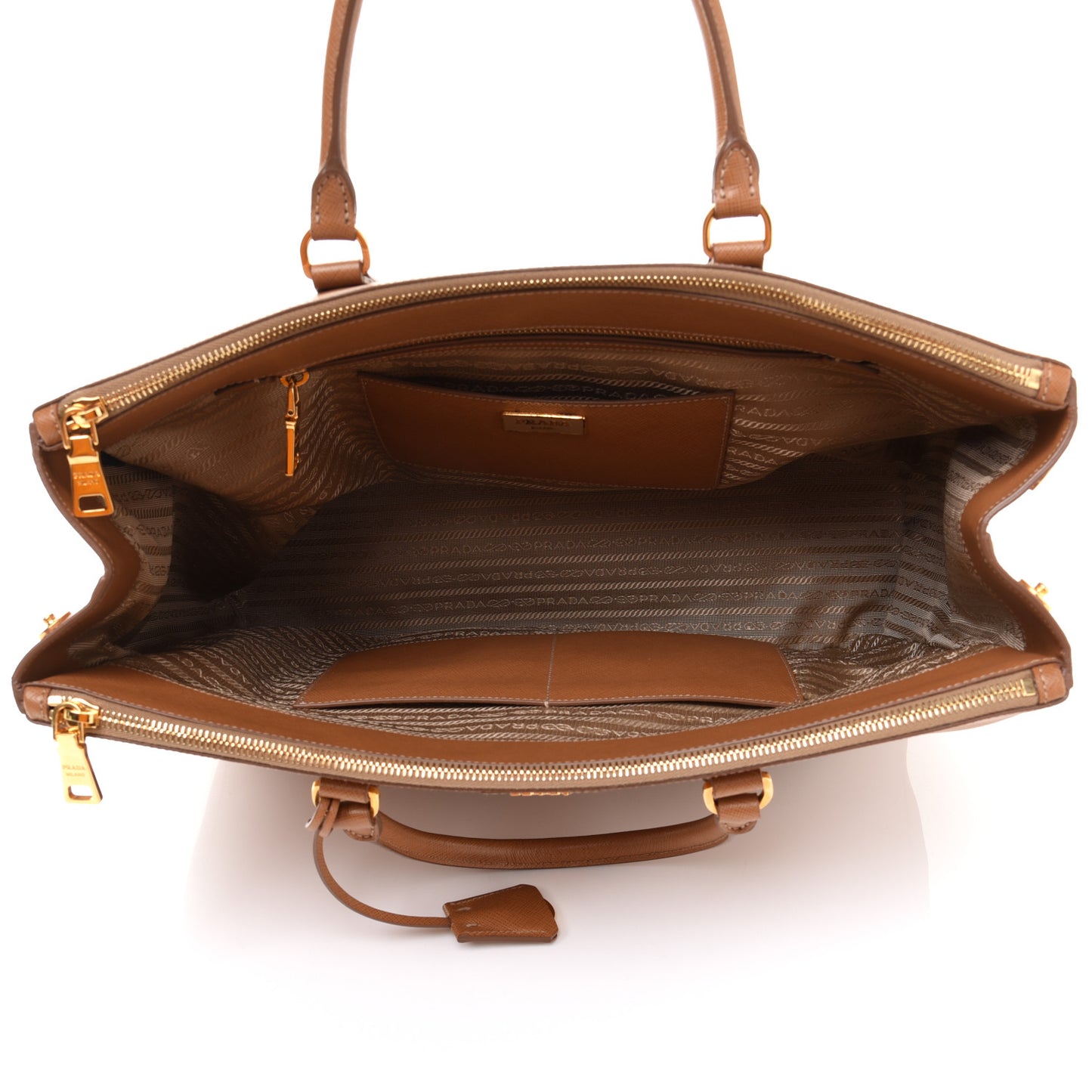 Saffiano Lux Extra Large Galleria Double Zip Tote Caramel