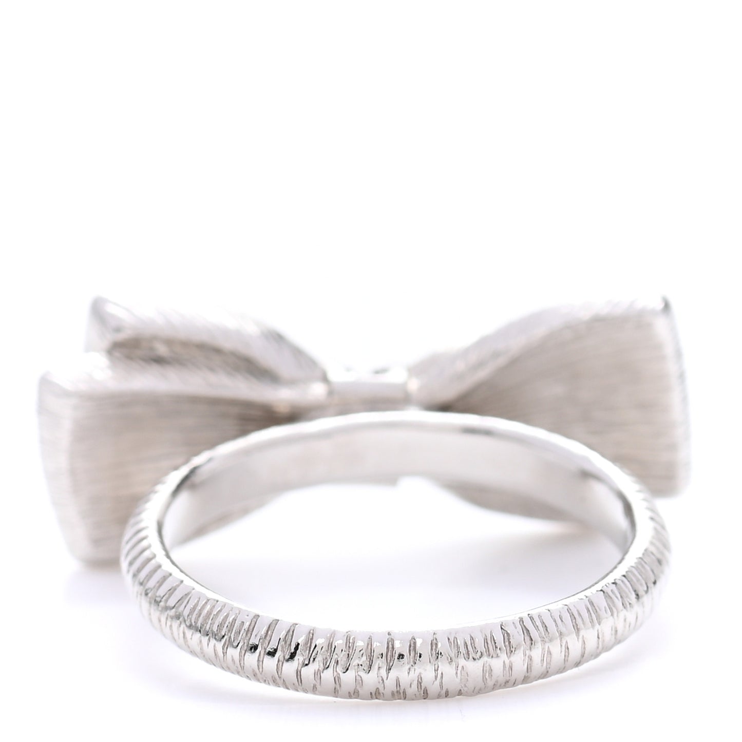 Crystal CC Bow Ring 7 Black Silver