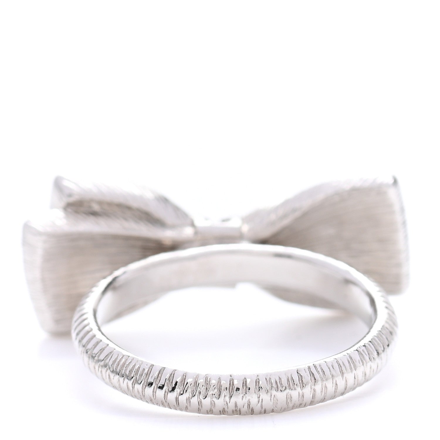 Chanel Crystal CC Bow Ring 7 Black Silver 3 of 4