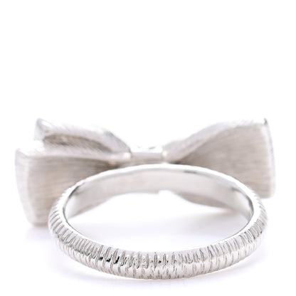 Chanel Crystal CC Bow Ring 7 Black Silver 3 of 4