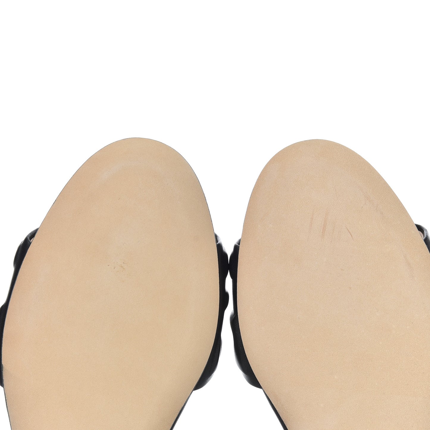 Nappa FF Embossed Flat Slide Sandals 38.5 Black