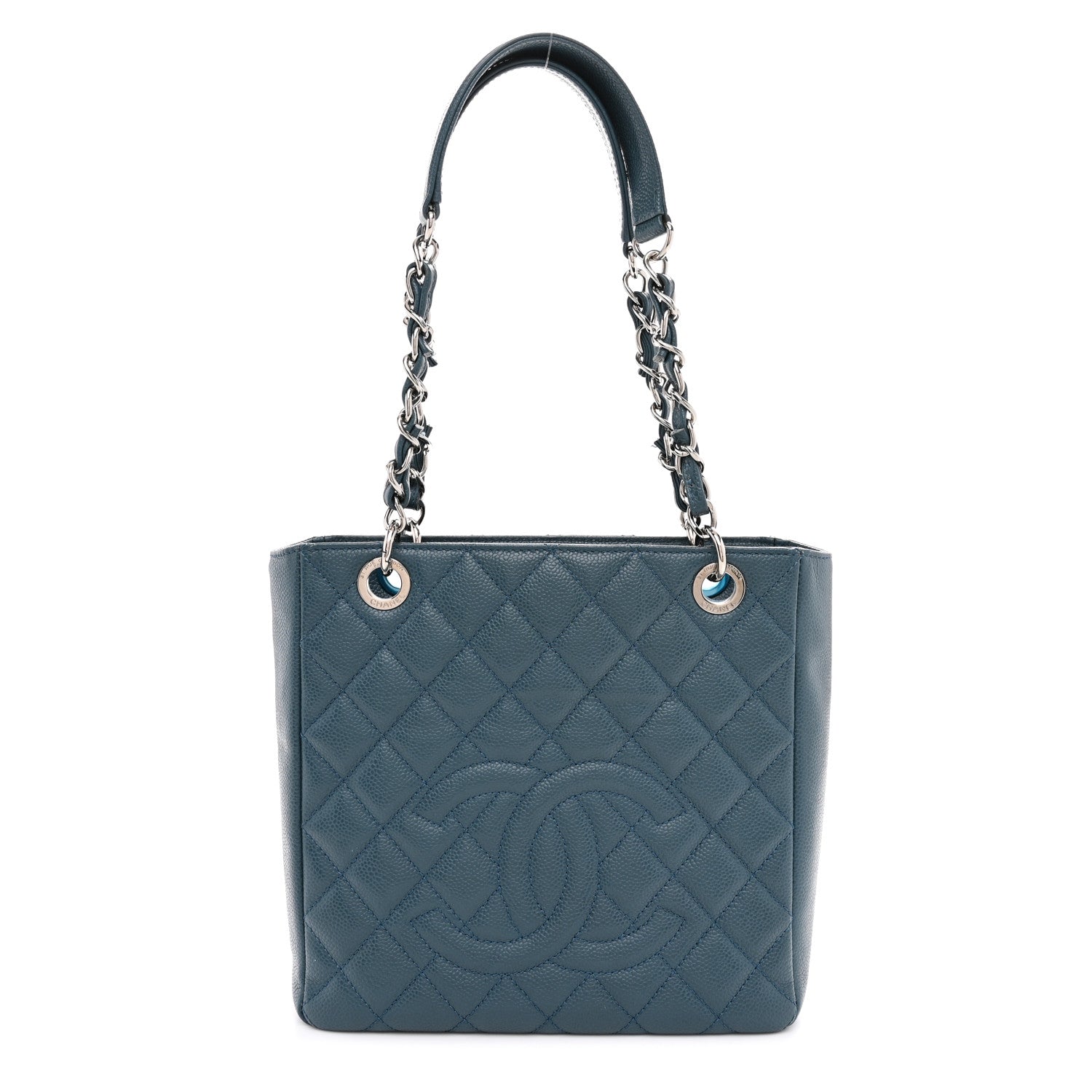 Chanel Caviar Quilted Petit Shopping Tote PST Blue 1 of 12