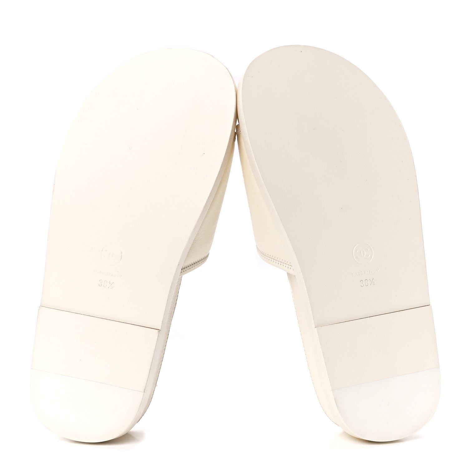 Chanel Lambskin Cha-Nel Mule Sandals 38.5 Ivory Multicolor 5 of 8