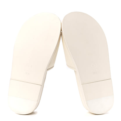 Chanel Lambskin Cha-Nel Mule Sandals 38.5 Ivory Multicolor 5 of 8