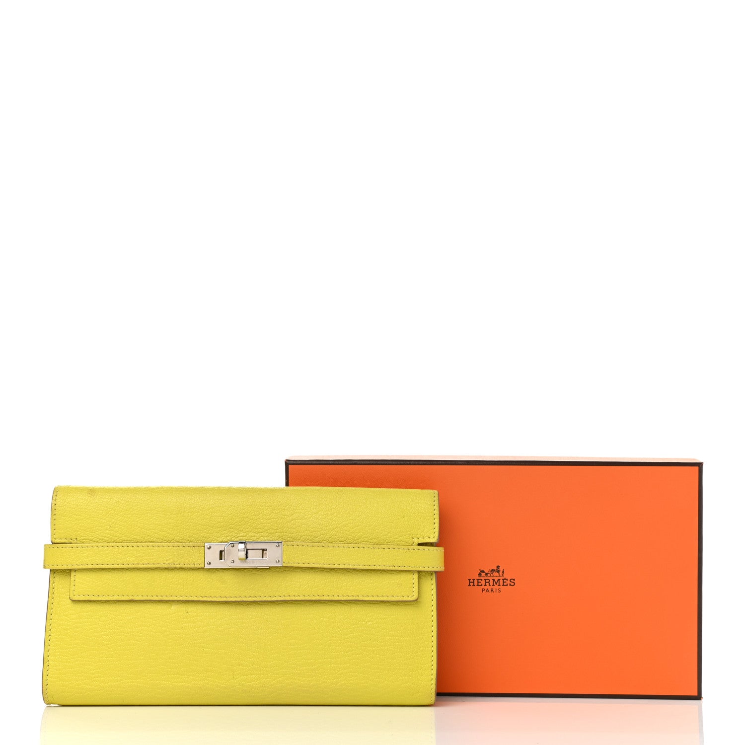 Hermes Chevre Mysore Kelly Longue Wallet Lime 14 of 14