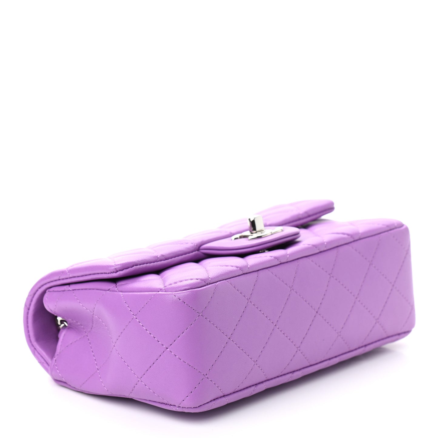 Lambskin Quilted Mini Rectangular Flap Purple