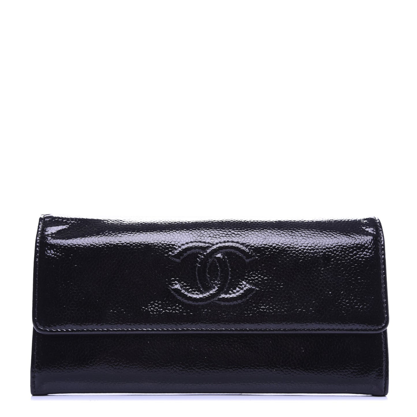 Patent Caviar Timeless CC Large Gusset Flap Wallet Black