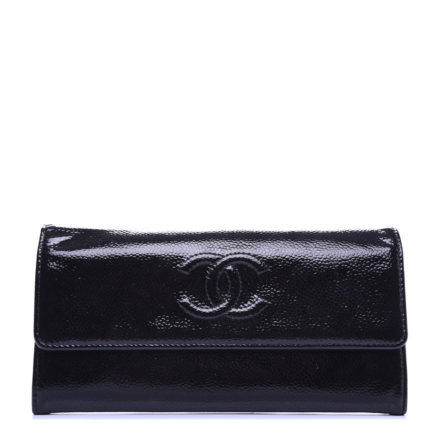 Chanel Patent Caviar Timeless CC Large Gusset Flap Wallet Black 1 of 8