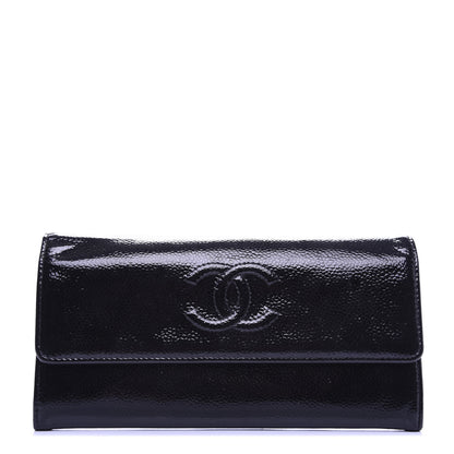 Chanel Patent Caviar Timeless CC Large Gusset Flap Wallet Black 1 of 8