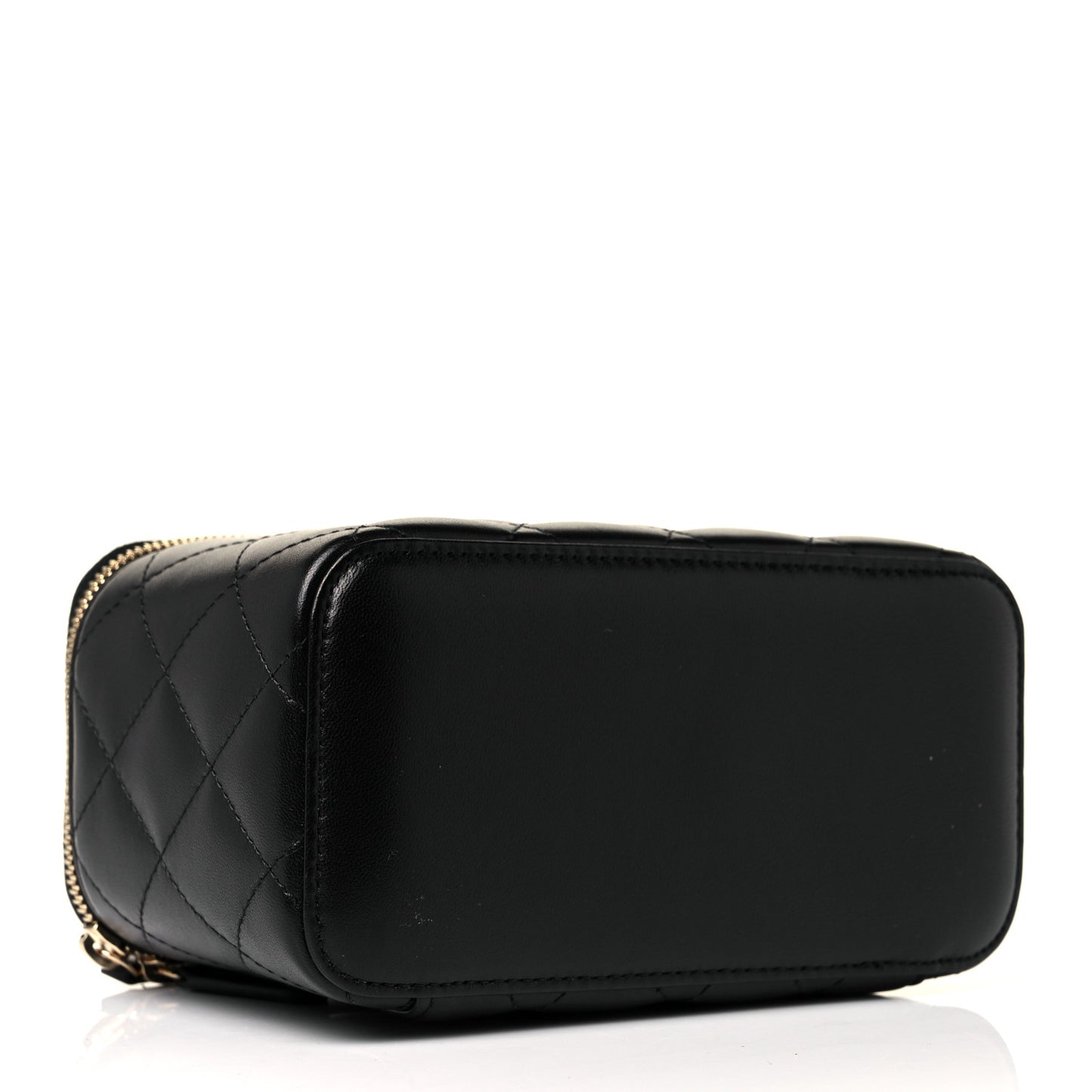 Lambskin Quilted Small Vanity Case With Chain Black
