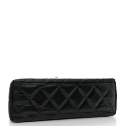 Chanel Shiny Aged Calfskin Quilted Nano Kelly Shopper Black 4 of 11