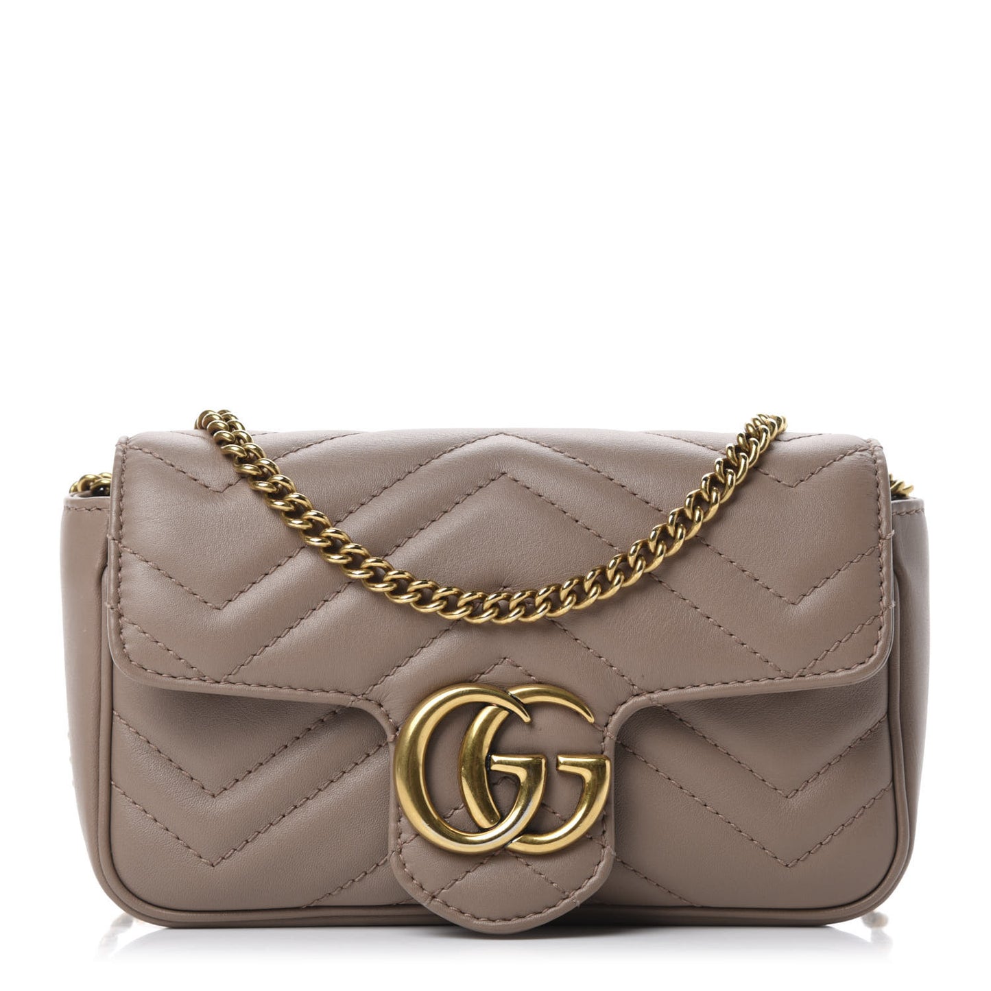 Calfskin Matelasse Super Mini GG Marmont Shoulder Bag Porcelain Rose
