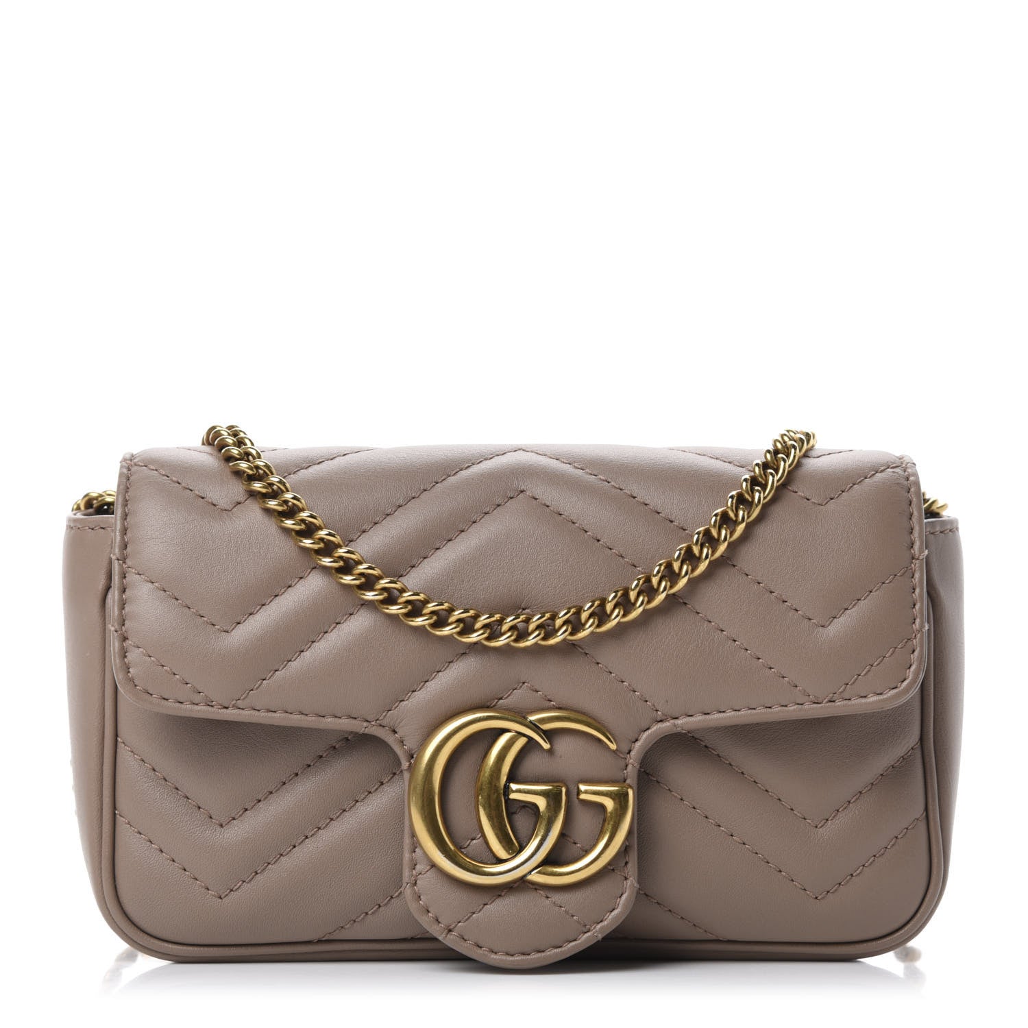 Gucci Calfskin Matelasse Super Mini GG Marmont Shoulder Bag Porcelain Rose 1 of 12