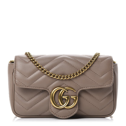 Gucci Calfskin Matelasse Super Mini GG Marmont Shoulder Bag Porcelain Rose 1 of 12
