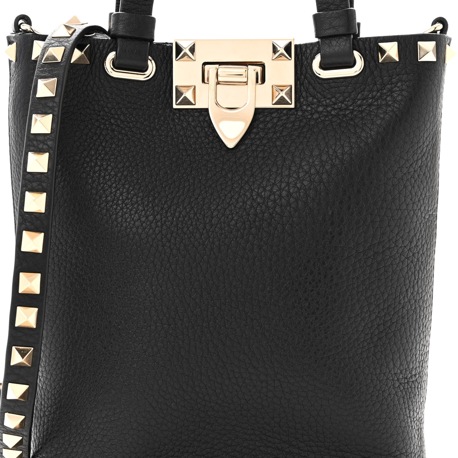 Valentino Garavani Pebbled Calfskin Rockstud Bucket Bag Black 7 of 10