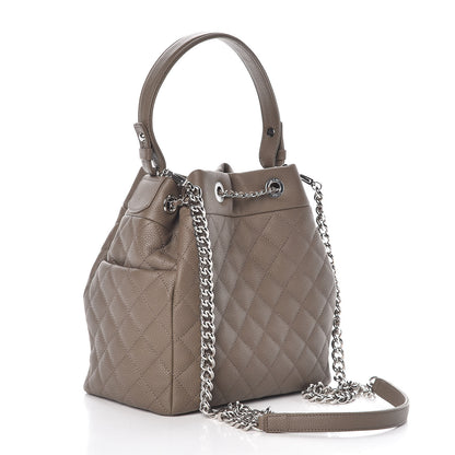 Chanel Grained Calfskin Quilted Small Chain Bucket Bag Khaki 4 of 10