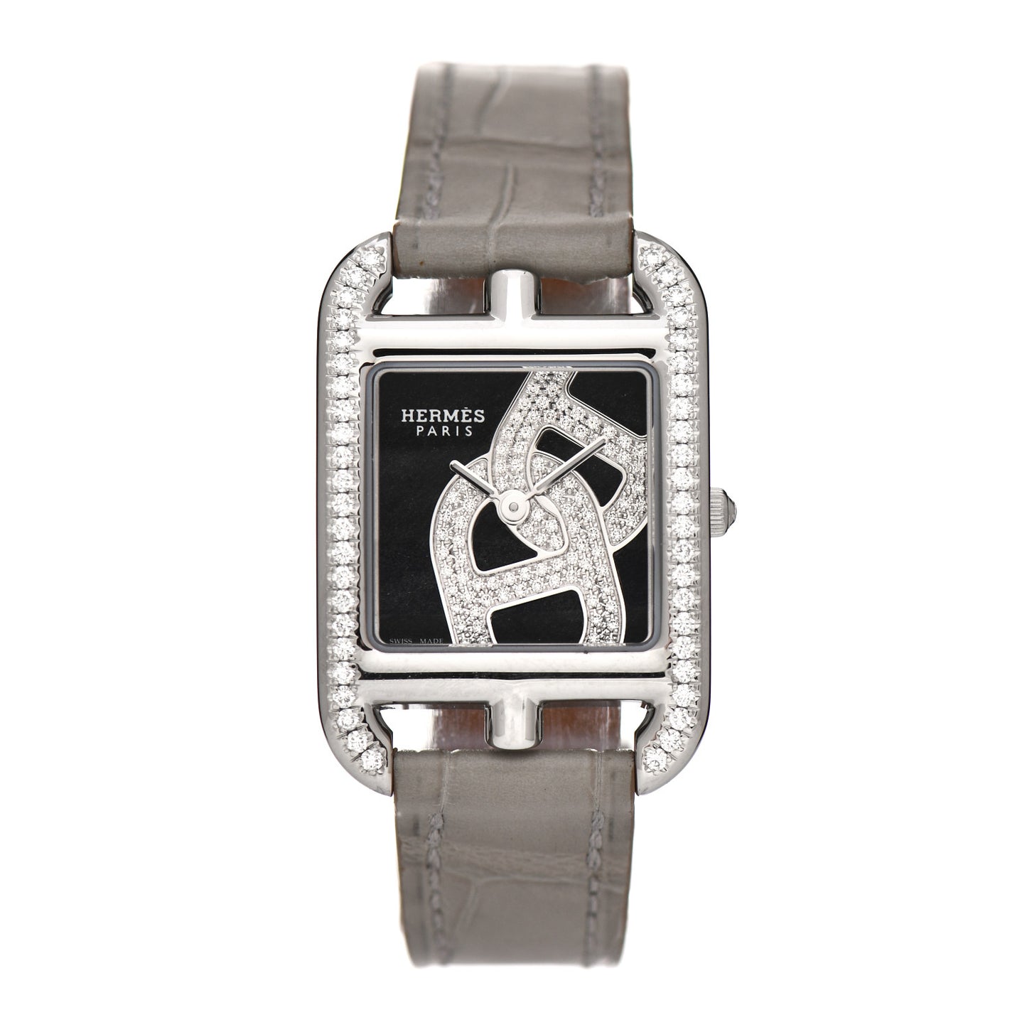 Stainless Steel Alligator Diamond Bezel 23mm Cape Cod Chaine d'Ancre Joaillier Quartz Watch Gris Perle