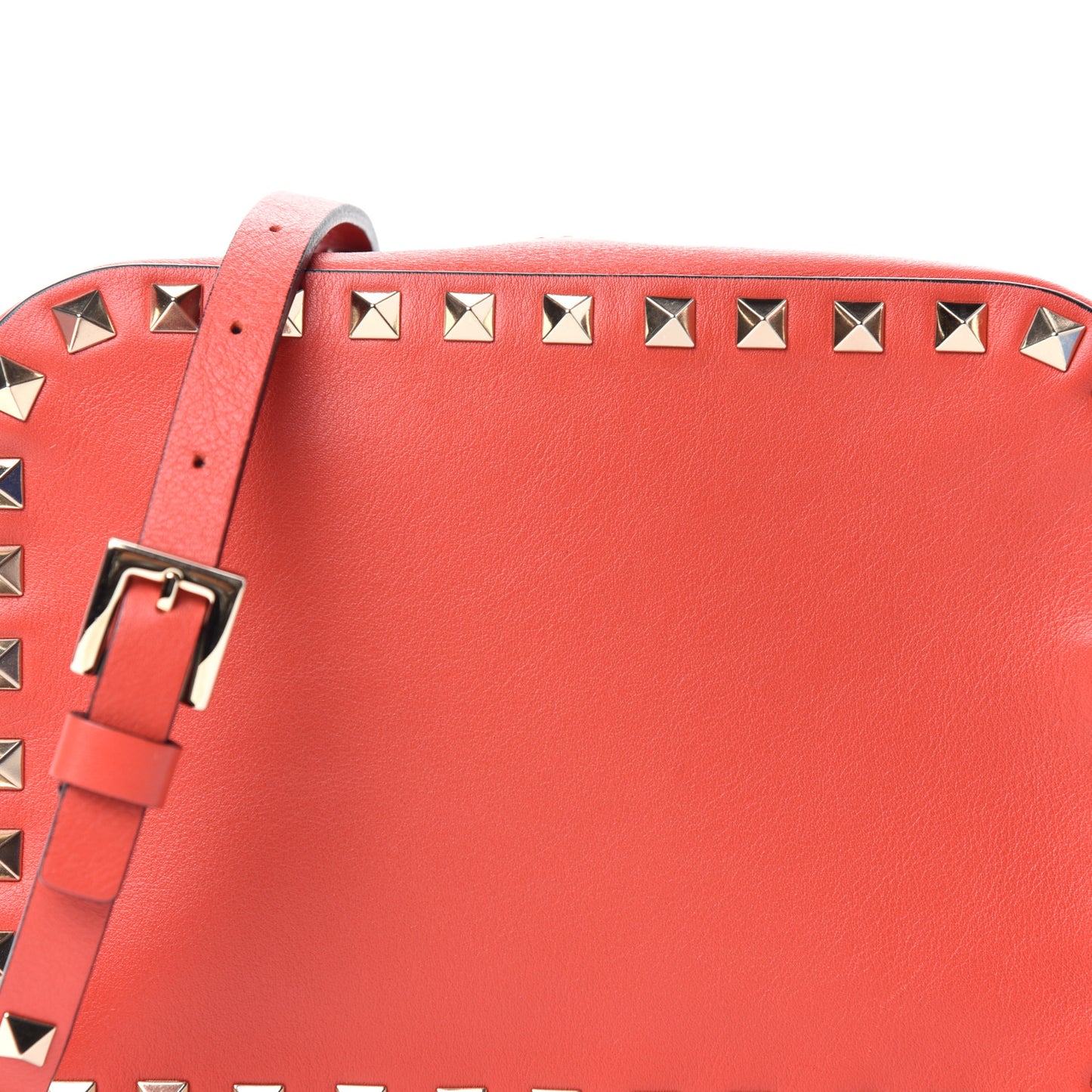 Calfskin Rockstud Camera Crossbody Bag Deep Orange