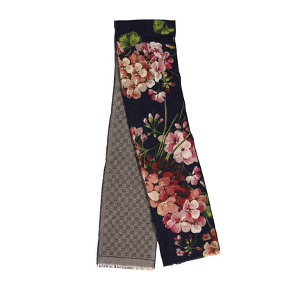Gucci Wool Jacquard GG Monogram Miniorophin Scarf Midnight Blue Pink 2 of 4