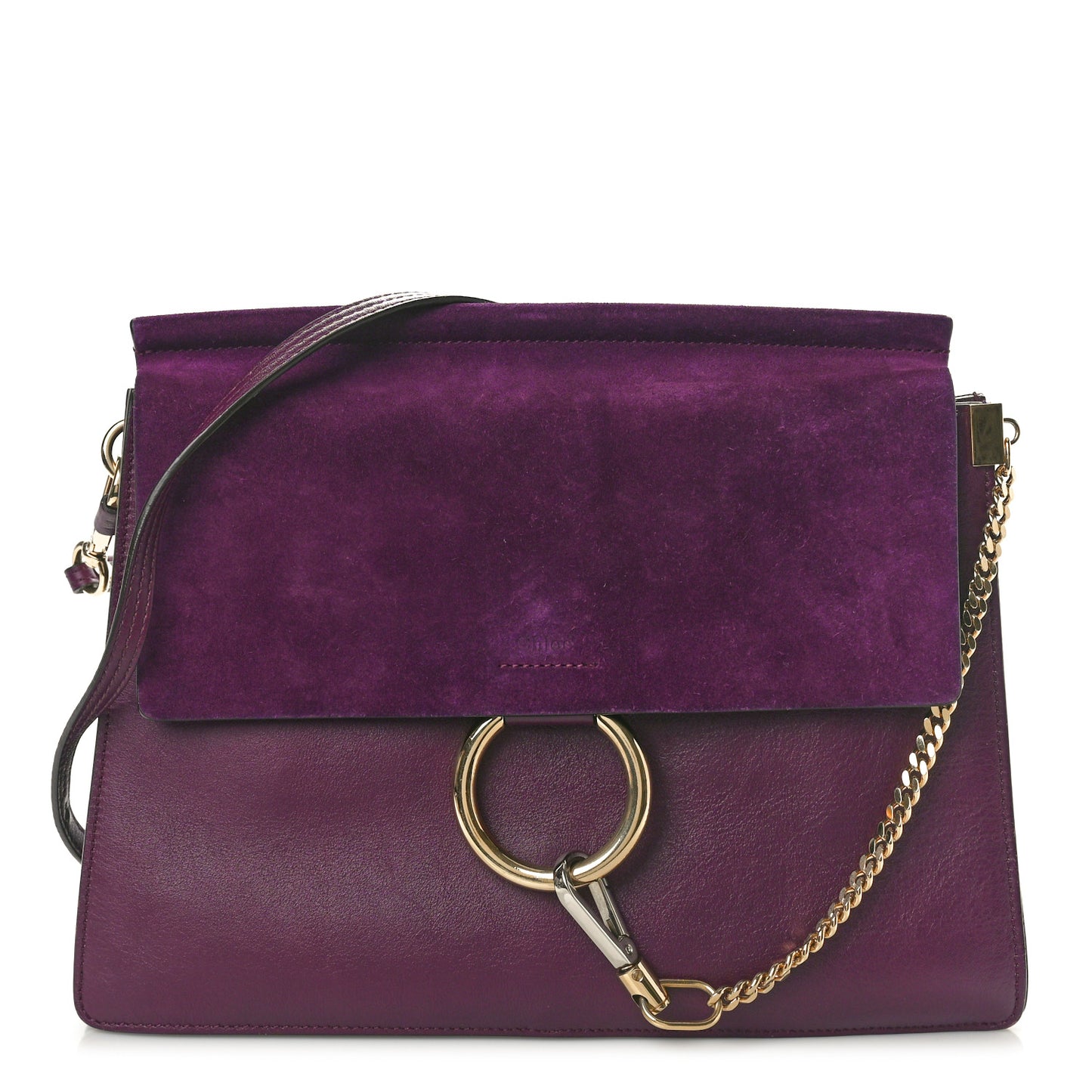 Calfskin Suede Medium Faye Shoulder Bag Intense Violine