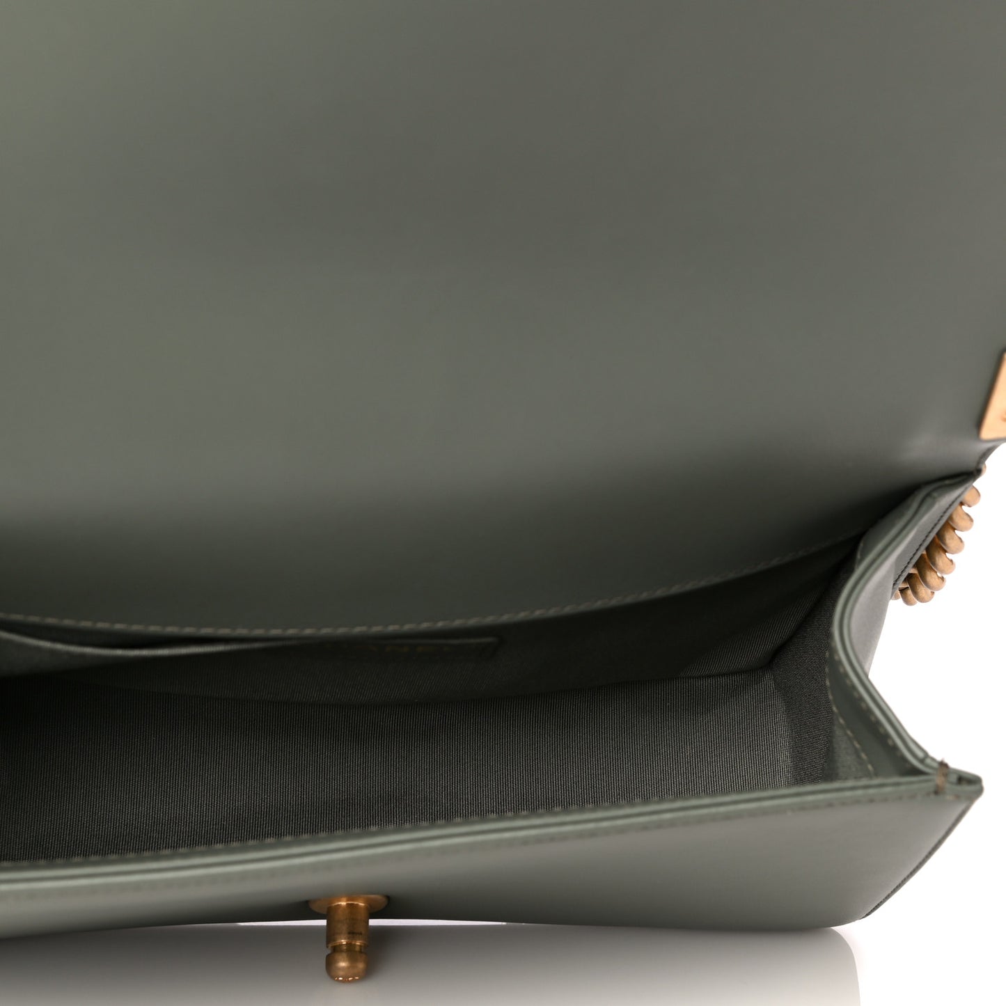Calfskin Quilted Medium Boy Flap Dark Green