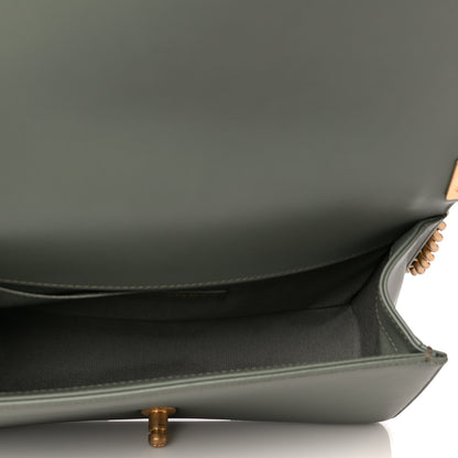 Chanel Calfskin Quilted Medium Boy Flap Dark Green 6 of 16