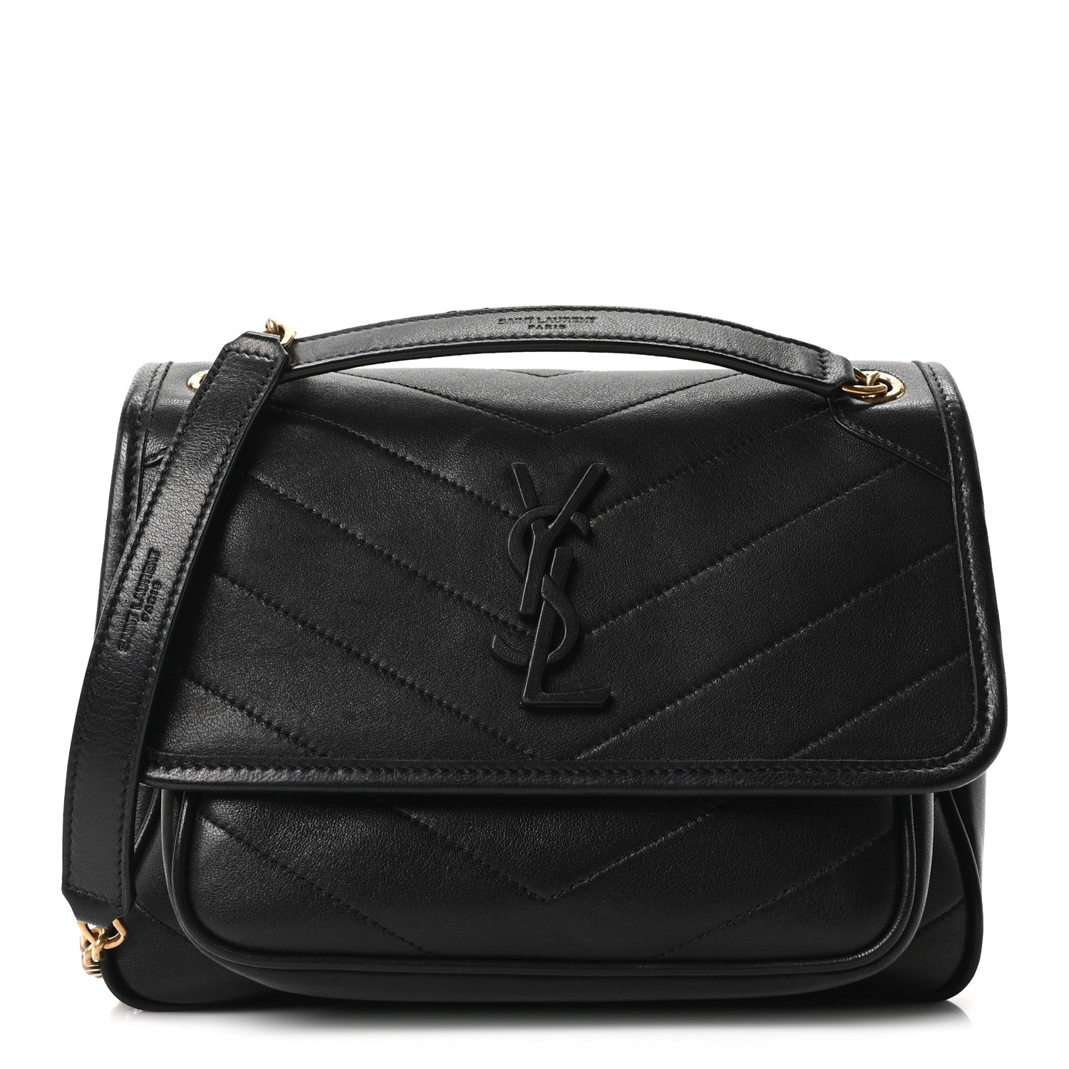 Saint Laurent Lambskin Matelasse Monogram Baby Niki Chain Satchel Black 1 of 10