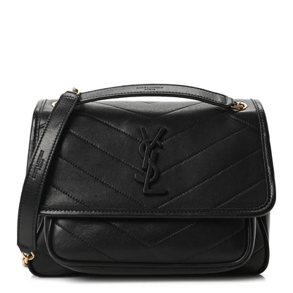 Saint Laurent Lambskin Matelasse Monogram Baby Niki Chain Satchel Black 1 of 10