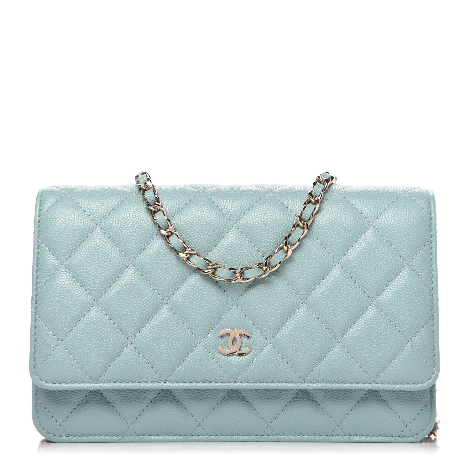 Chanel Caviar Quilted Wallet On Chain WOC Light Blue 1 of 12