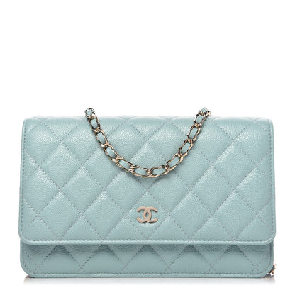 Chanel Caviar Quilted Wallet On Chain WOC Light Blue 1 of 12