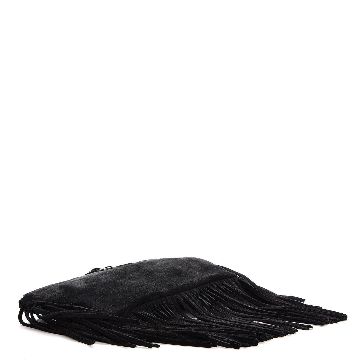 Saint Laurent Suede Calfskin Small Fringe Crossbody Bag Black 3 of 8