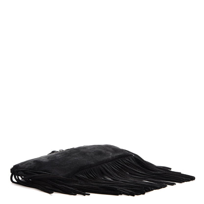 Saint Laurent Suede Calfskin Small Fringe Crossbody Bag Black 3 of 8