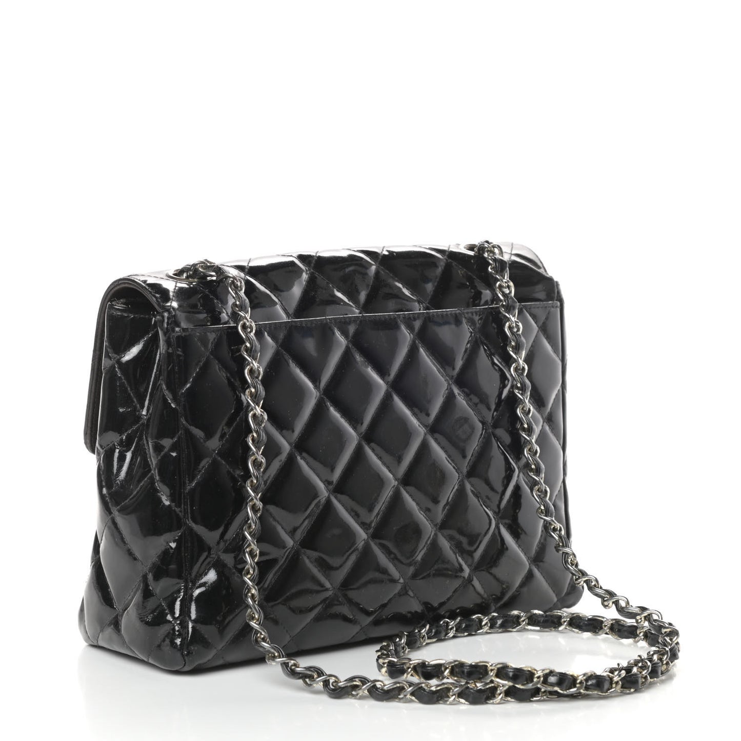 Patent Quilted Medium Single Flap Black