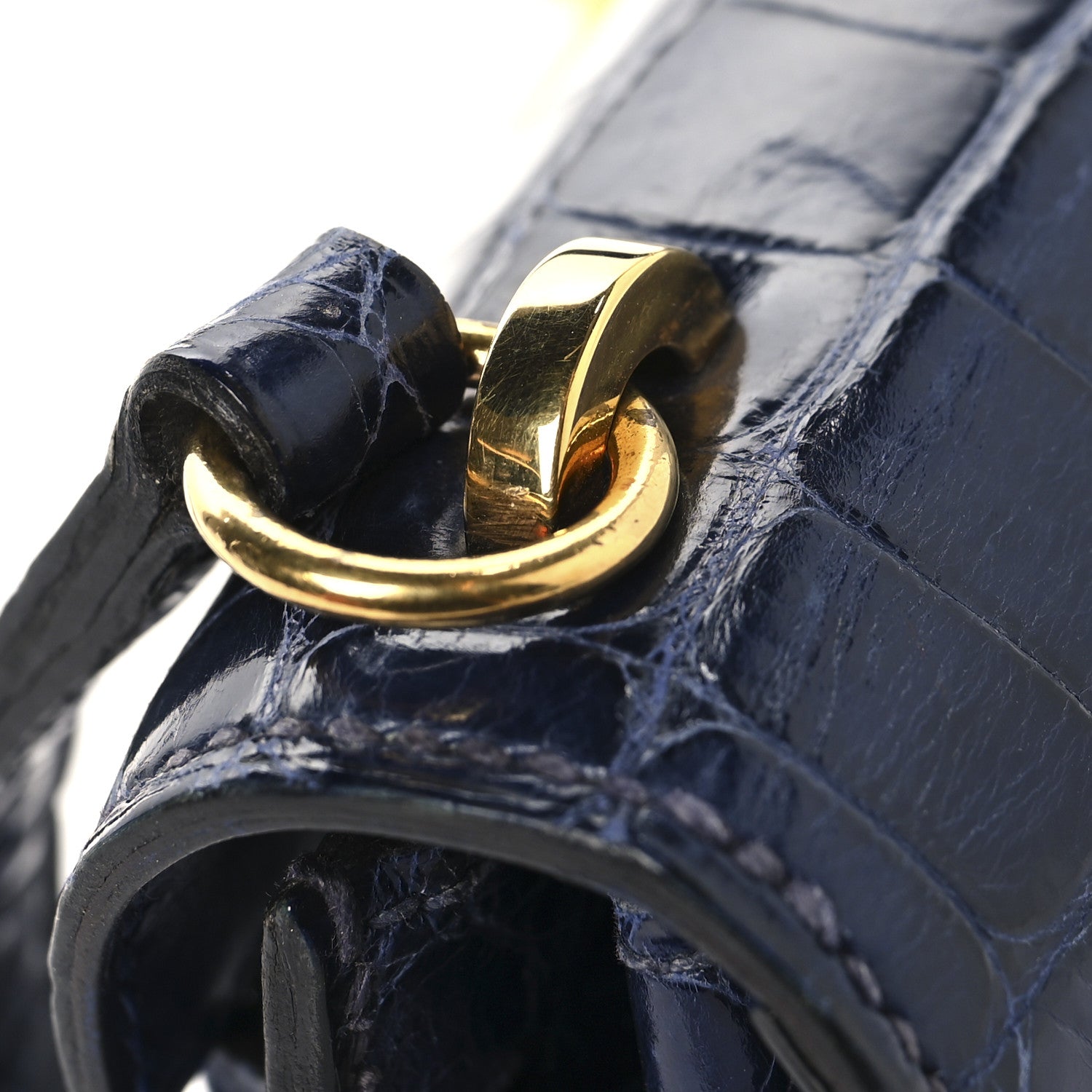 Hermes Shiny Crocodile Mini Kelly Sellier 20 Bleu Marine 18 of 19