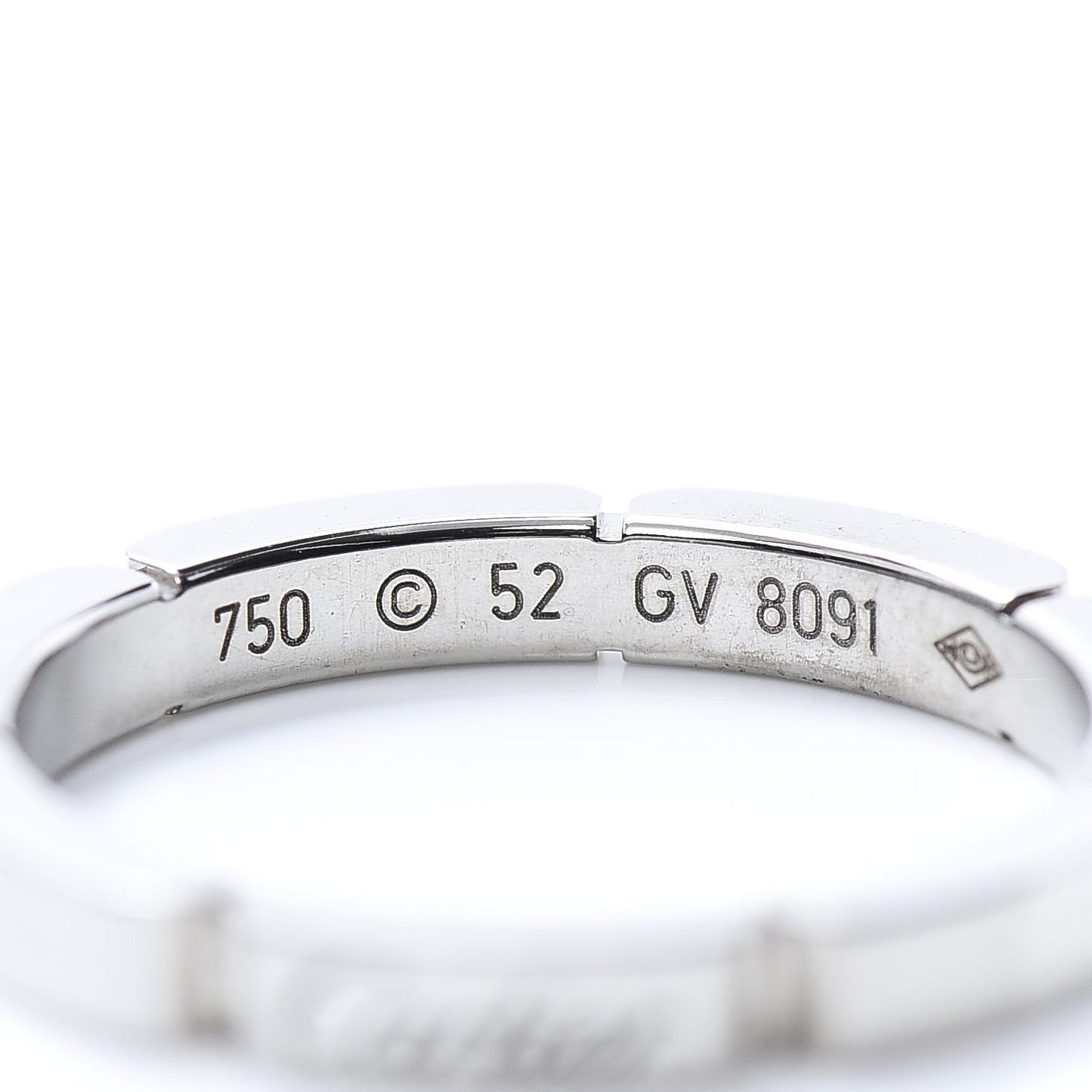 18K White Gold 2.5mm Maillon Panthere Wedding Band Ring 52 6