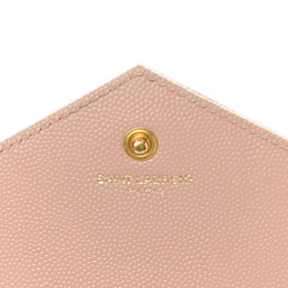 Saint Laurent Grain De Poudre Matelasse Chevron Monogram Chain Wallet Pale Pink 6 of 13