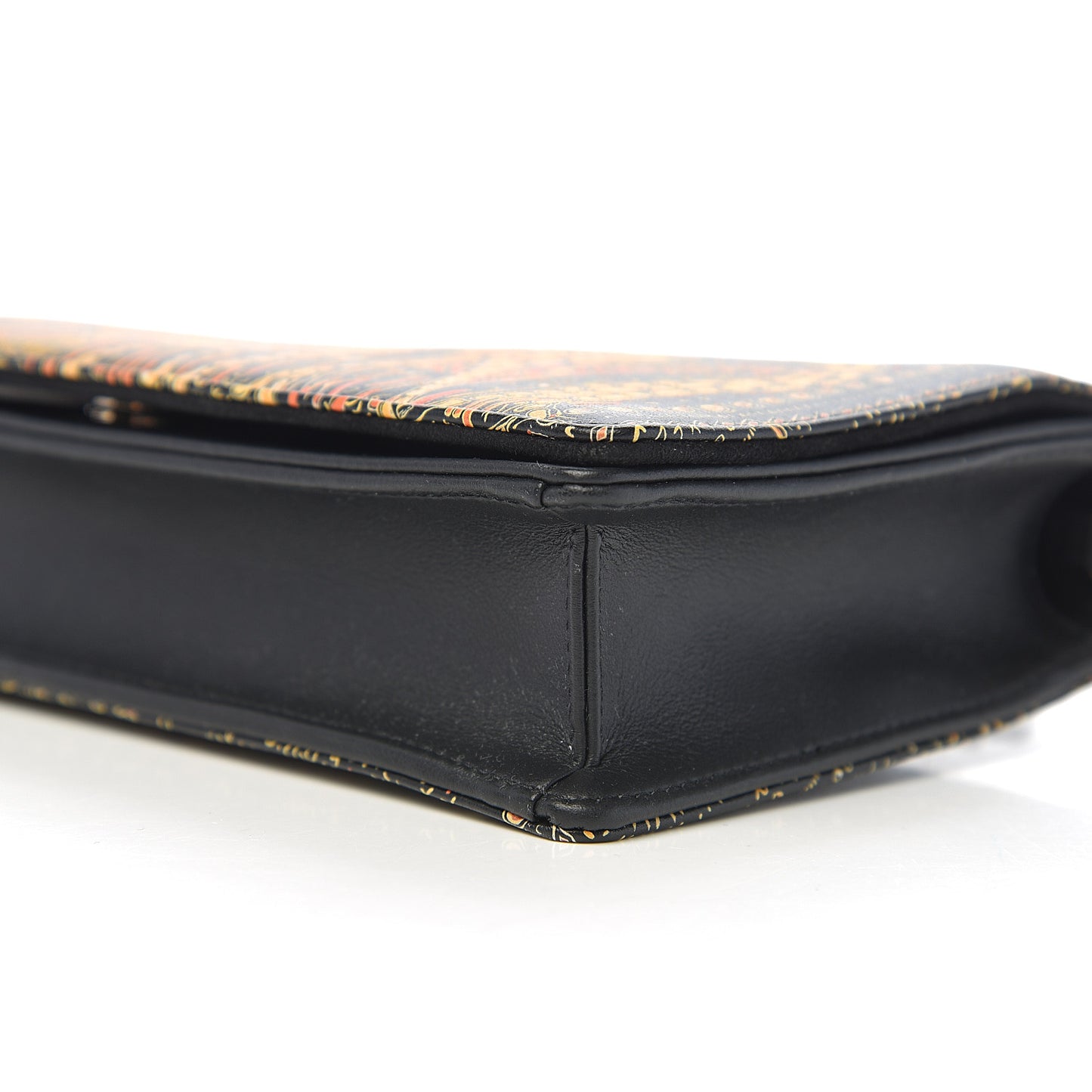 Printed Calfskin Animals Chain Pouch Brown Multicolor