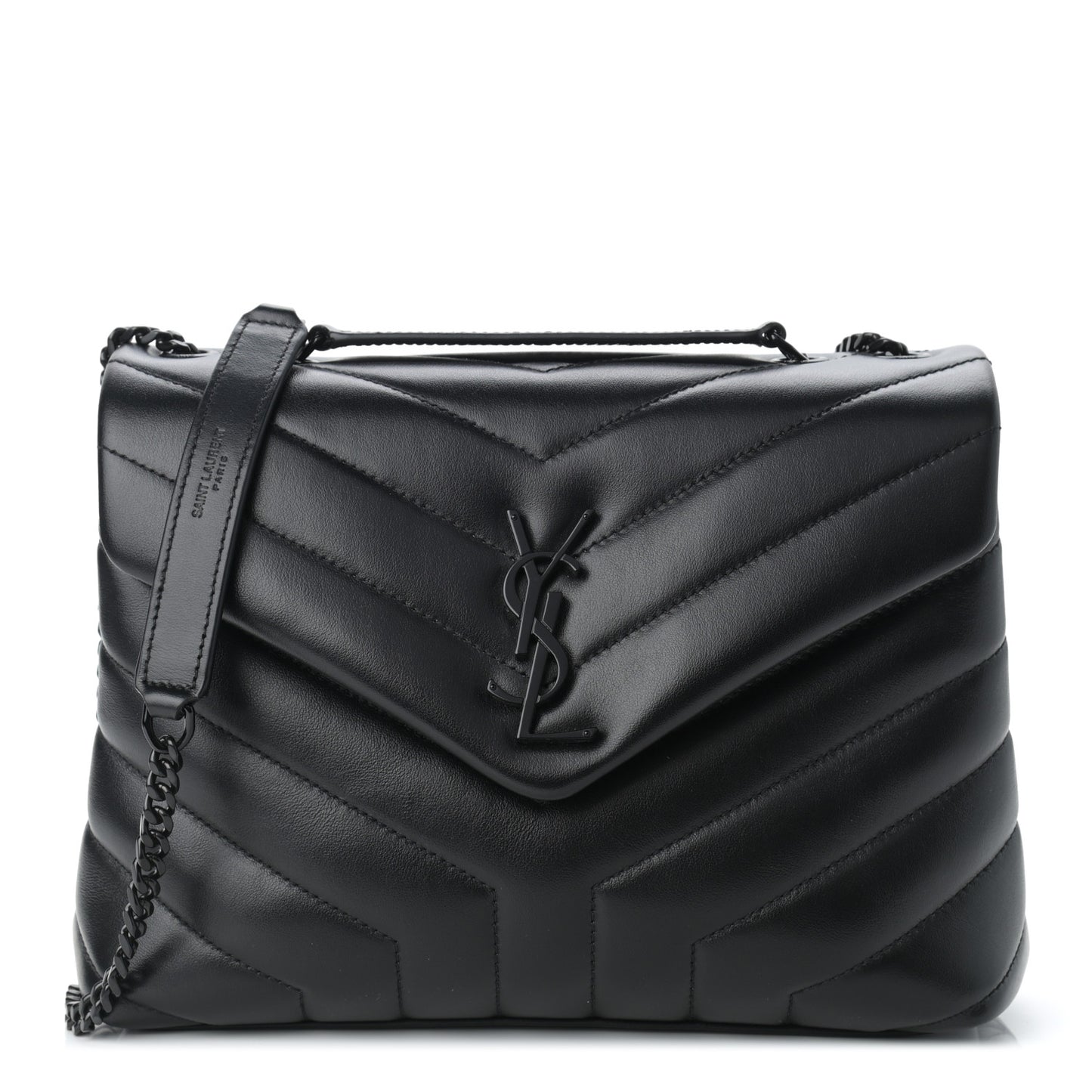 Calfskin Y Quilted Monogram Small Loulou Chain Satchel Black