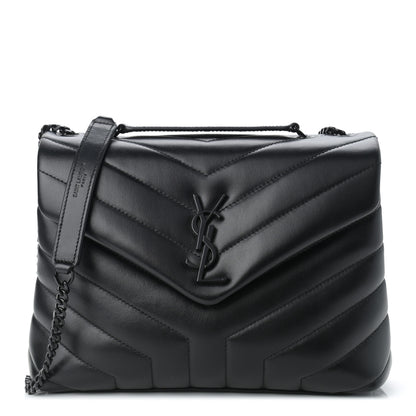 Saint Laurent Calfskin Y Quilted Monogram Small Loulou Chain Satchel Black 1 of 11
