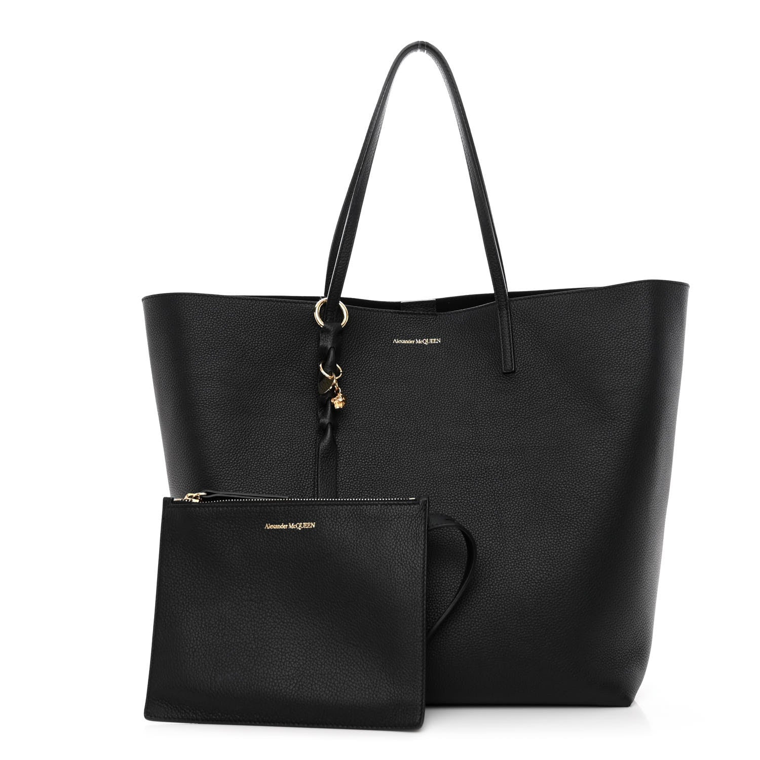 Alexander McQueen Grained Calfskin Skull Open Shopper Tote Black 1 of 14