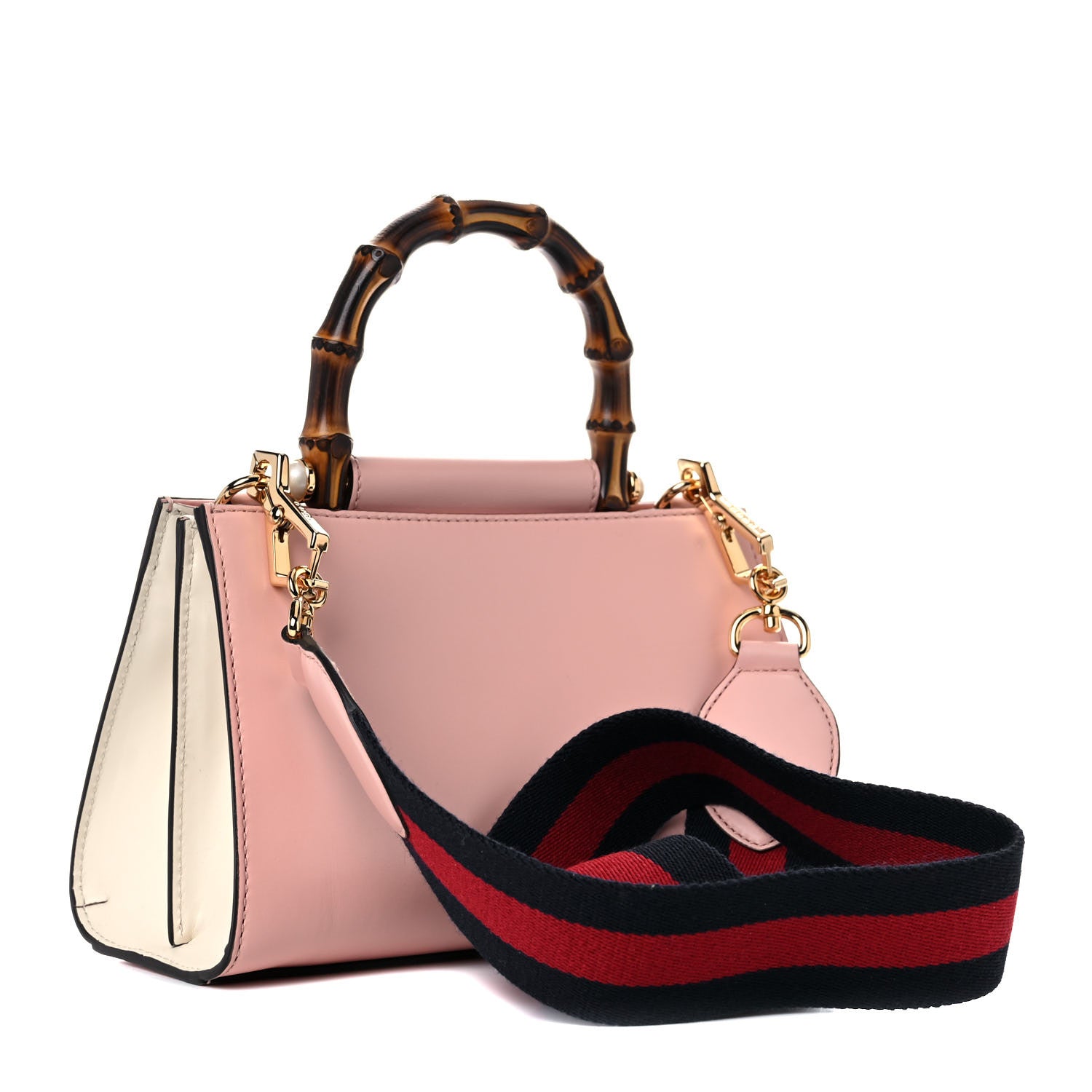 Gucci Nappa Bamboo Web Mini Nymphaea Top Handle Bag Perfect Pink Mystic White 3 of 12