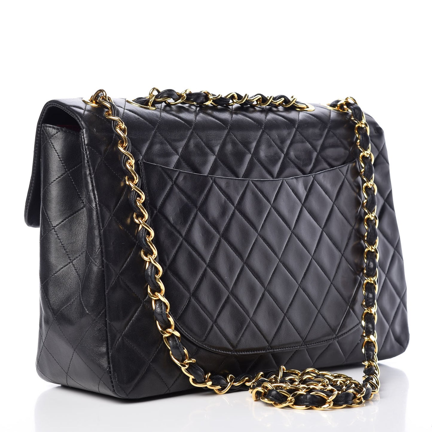 Lambskin Quilted XL Jumbo Single Flap Black