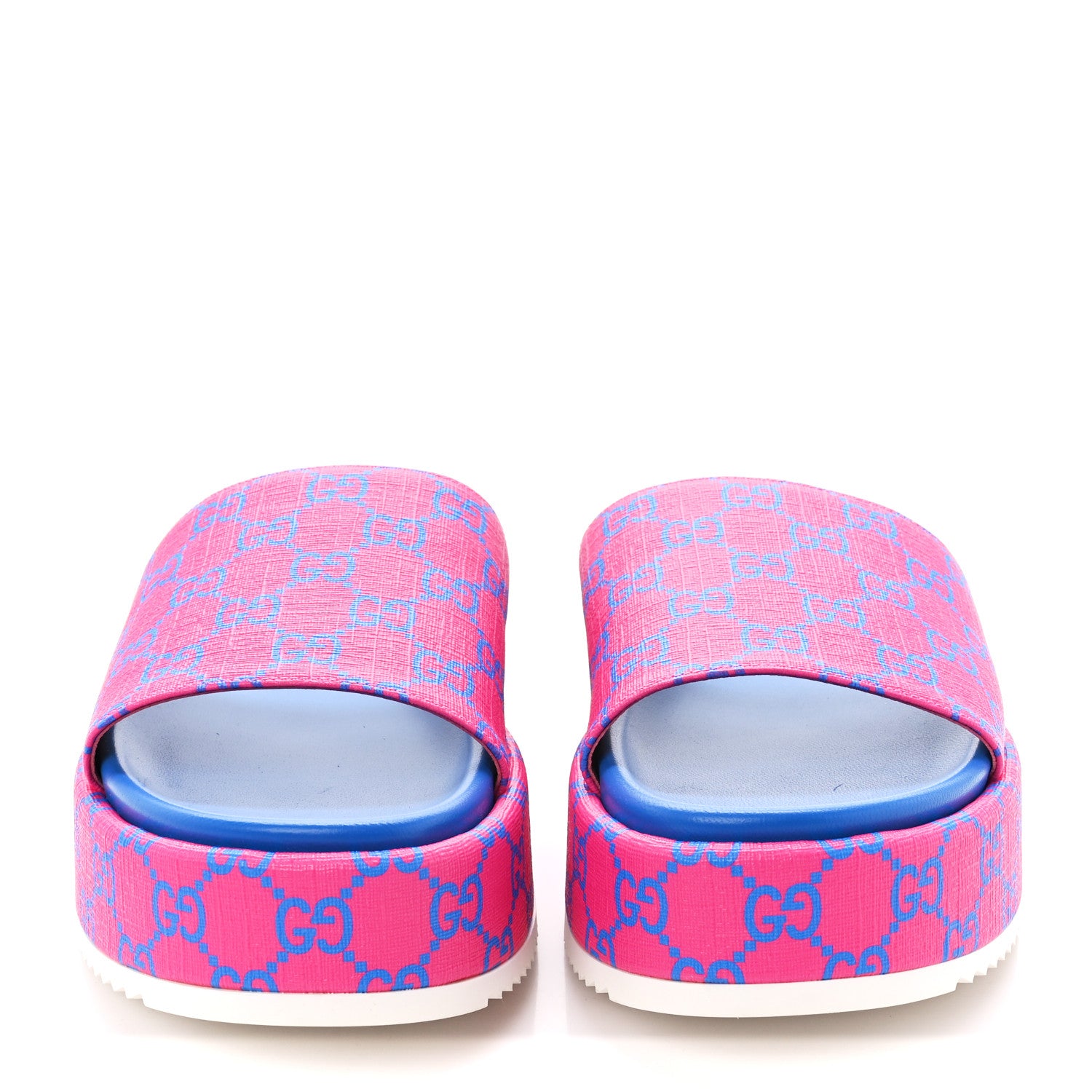 Gucci GG Supreme Joy Monogram Angelina Platform Slide Sandals 41 Fuxia Blue 2 of 10