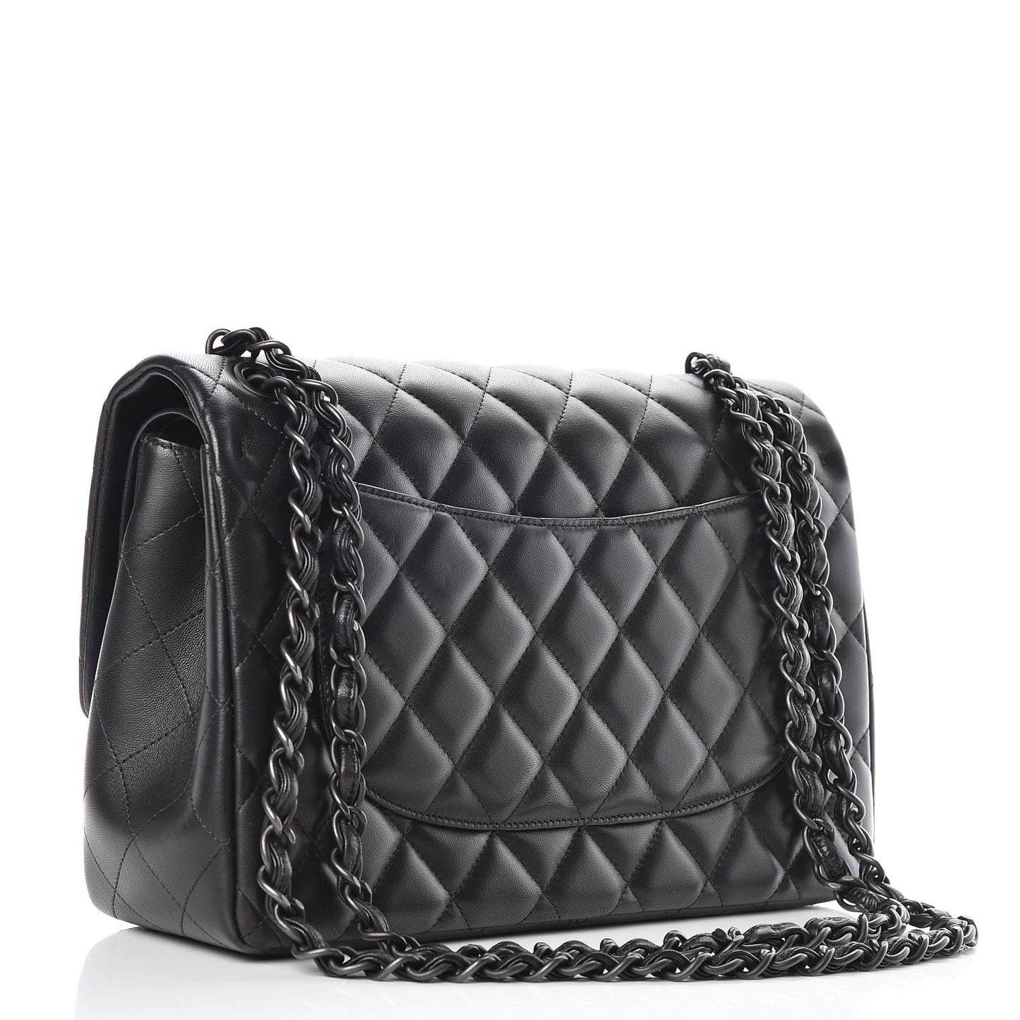 Lambskin Quilted Jumbo Double Flap So Black