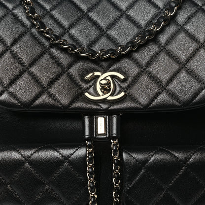 Chanel Calfskin Quilted Large Duma Pockets Drawstring Backpack Black 8 of 11