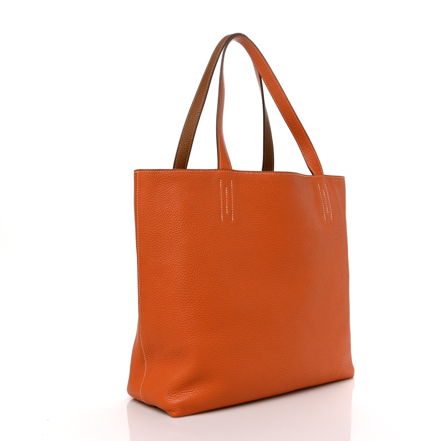 Taurillon Clemence Double Sens 45 Reversible Tote Orange Gold