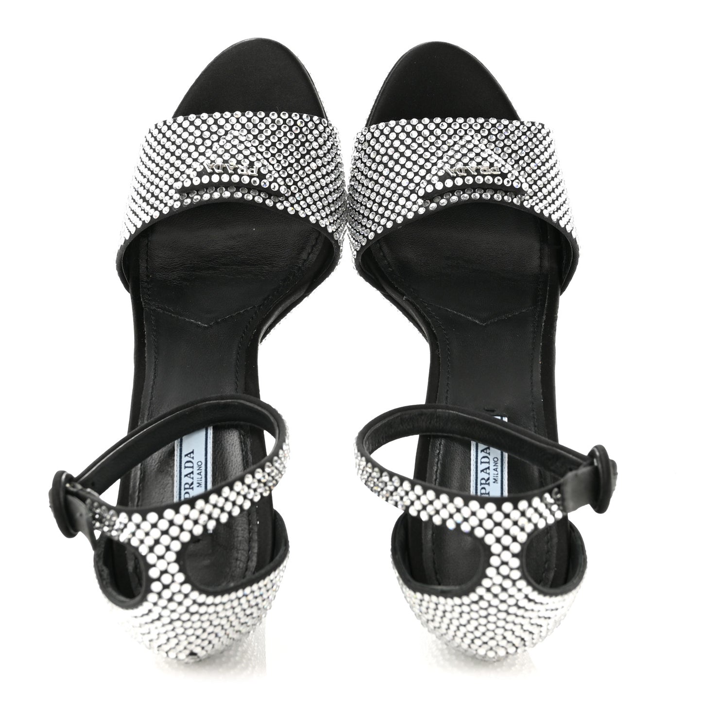 Satin Crystal Triangle Logo 40/135mm Platform Sandals 40 Cristal